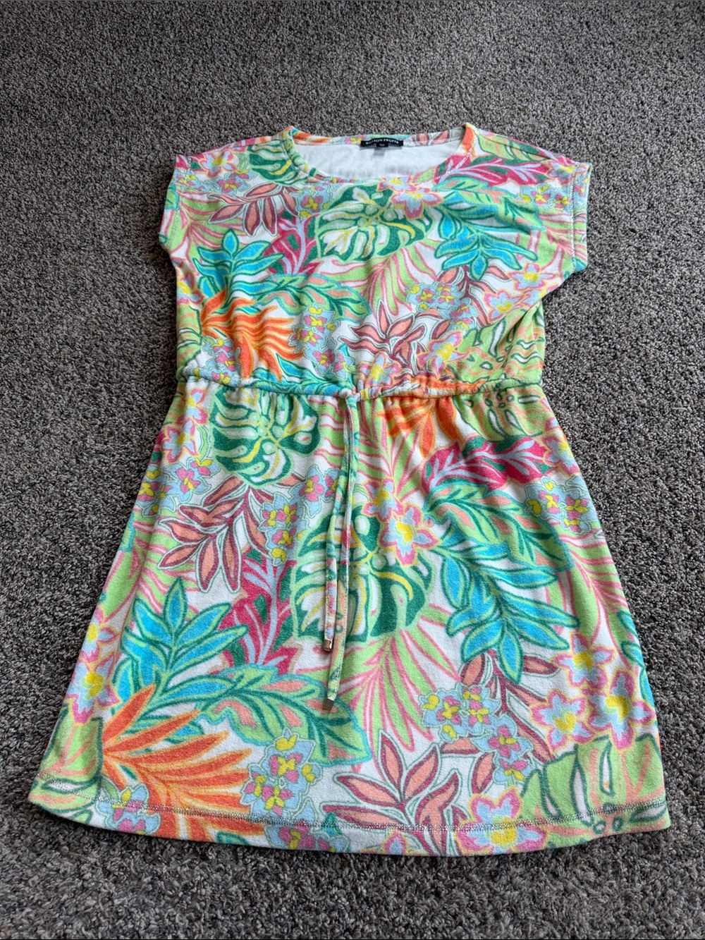 Boston Proper Women's Terrycloth Tropical Tie-Waist Dress - Multicolor Floral L